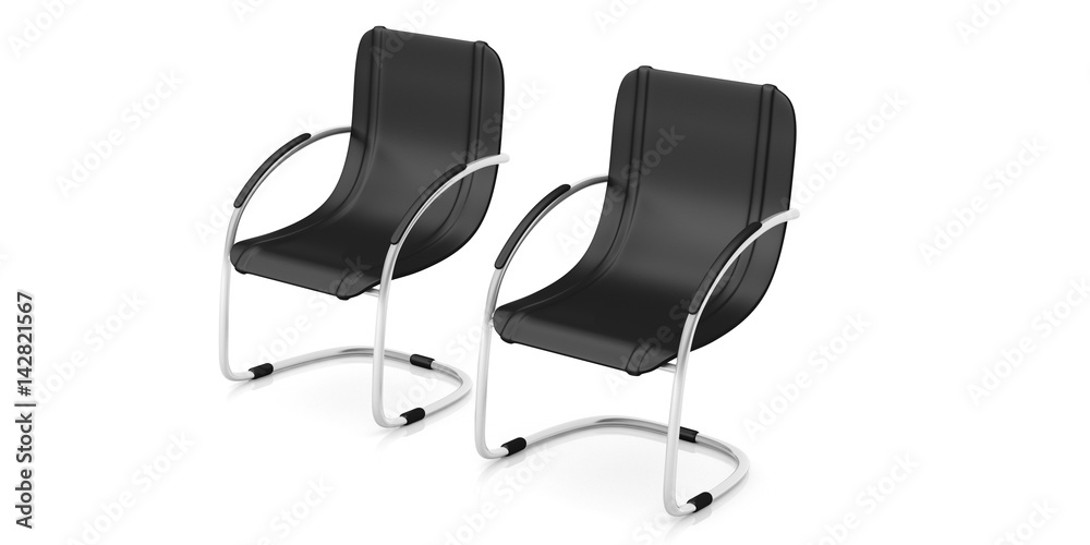 Obraz premium Office guest chairs on white background. 3d illustration