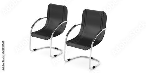 Office guest chairs on white background. 3d illustration