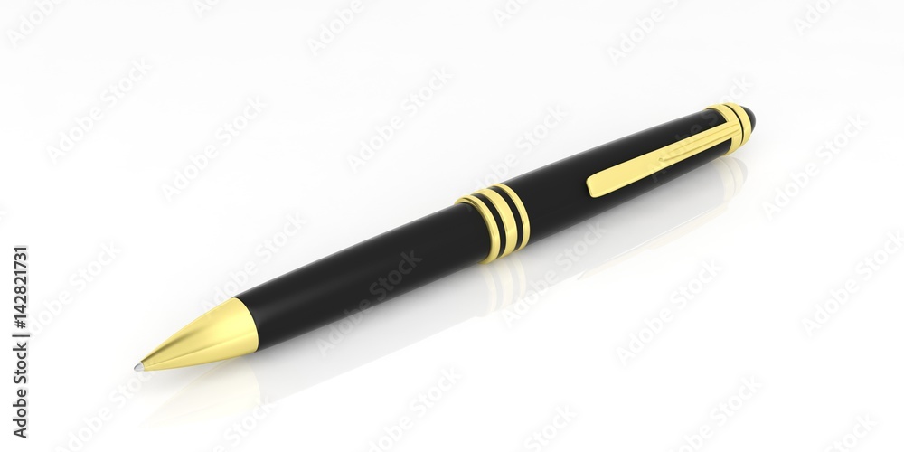 Black ballpoint pen on white background. 3d illustration Black ballpoint pen on white background. 3d illustration