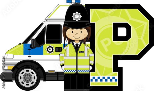 P is for Police Alphabet Learning illustration