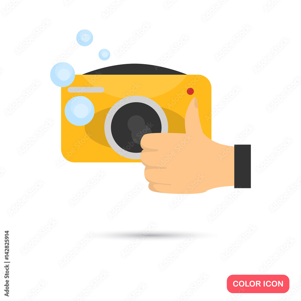 Waterproof camera color flat cion for web and mobile design