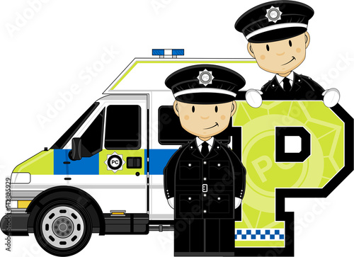 P is for Police Alphabet Learning illustration