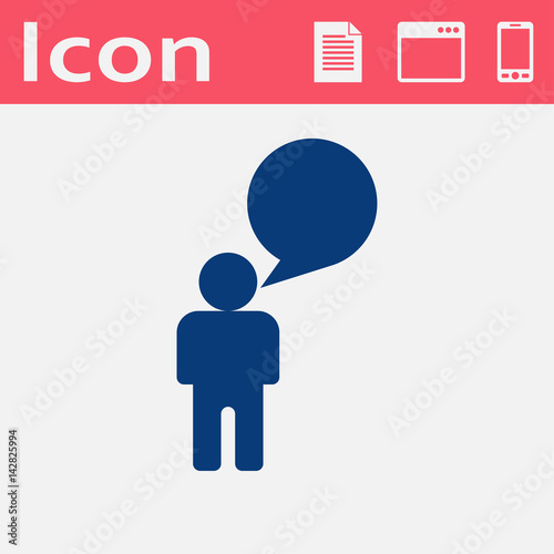 Man speaking flat icon. Talk vector illustration.