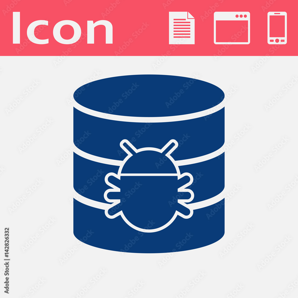 Bug in database flat icon. Computing vector illustration Bug in database flat icon. Computing vector illustration