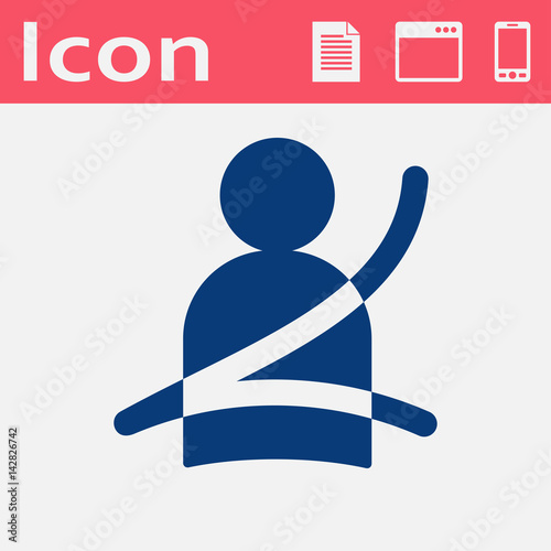 Seat belt fasten remind vector hmi dashboard flat icon