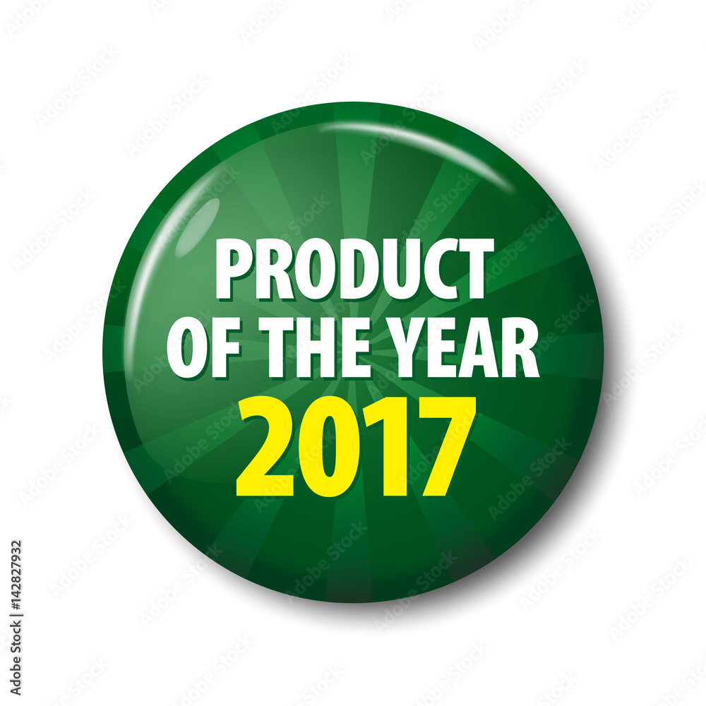 Dark green round label 'Product of the year 2017'. Dark green round label 'Product of the year 2017'.