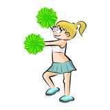 Funny Cheerleader cartoon Green skirt