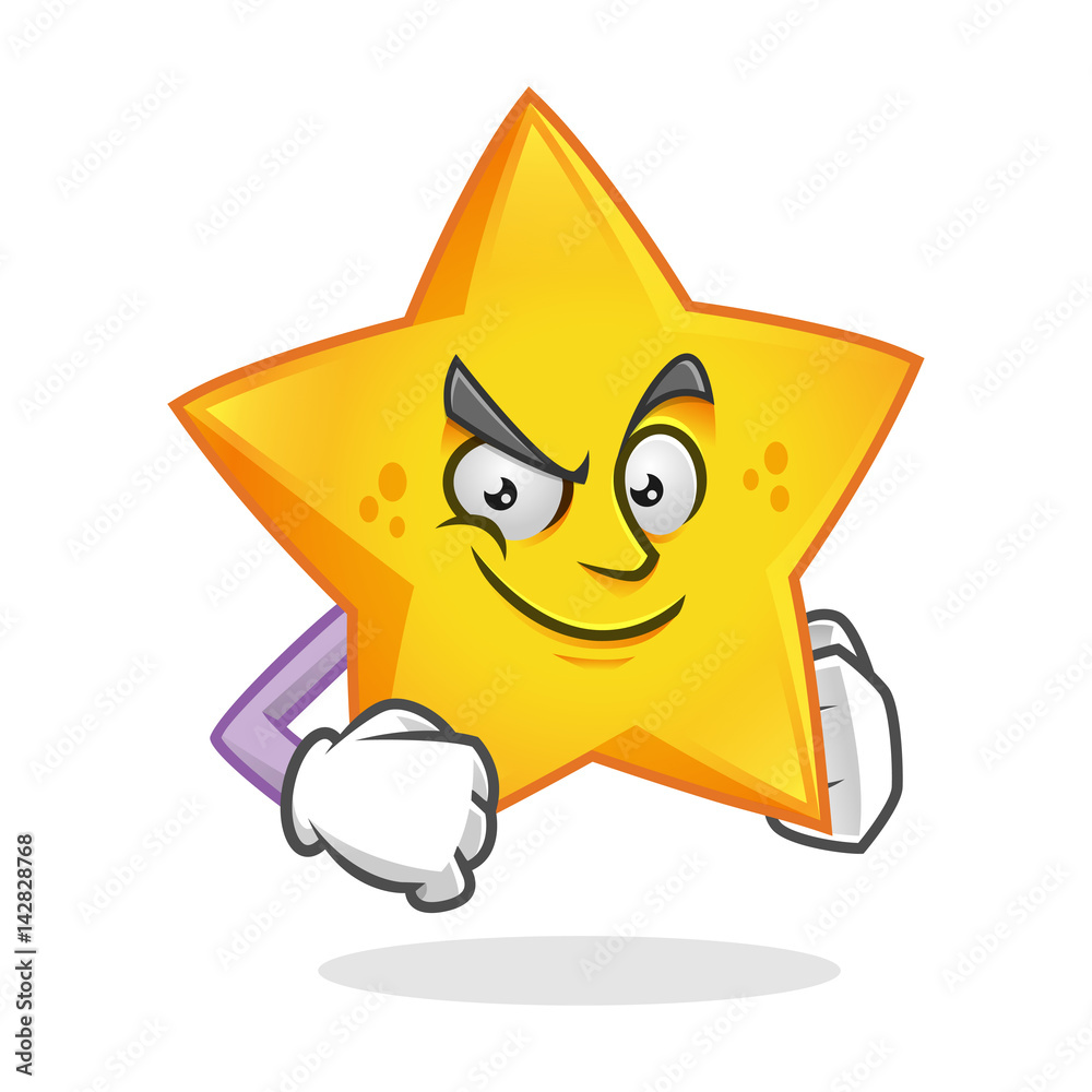 Confident star mascot, star character, star cartoon vector Stock Vector ...