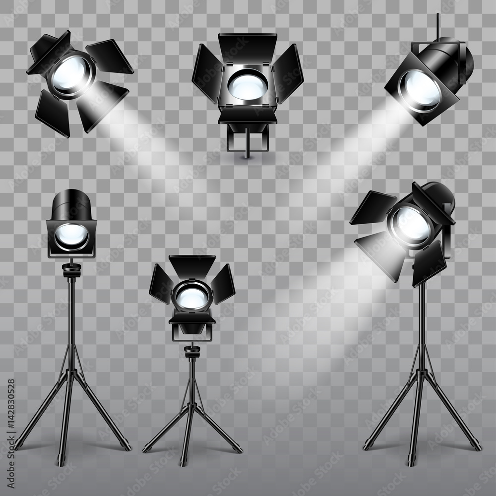 Naklejka premium Realistic spotlight set vector
