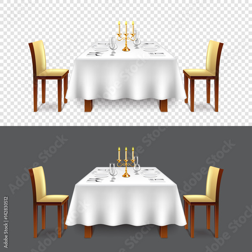 Luxury restaurant table for two isolated vector
