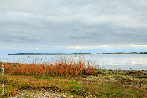 Shoreline  ocean and cloudscape on Gotland  Sweden