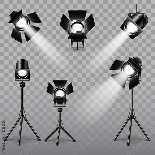 Realistic spotlight set vector