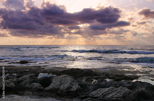 background of beach and sea at sunset colors