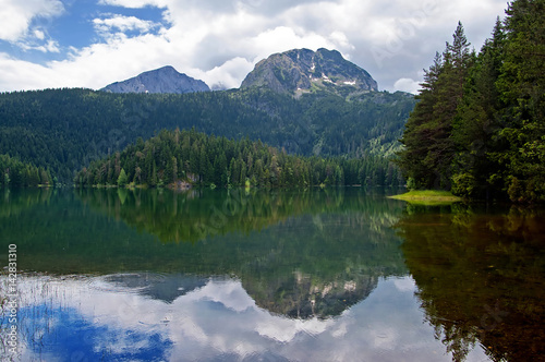 Glacial Black lake located on mount Durmitor, nature in Montenegro continental part