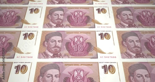 Banknotes of ten Yugoslav dinar of the old Yugoslavia, cash money photo