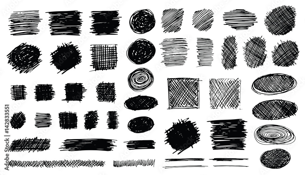 Hand Drawn Shaded Scribble Shapes
