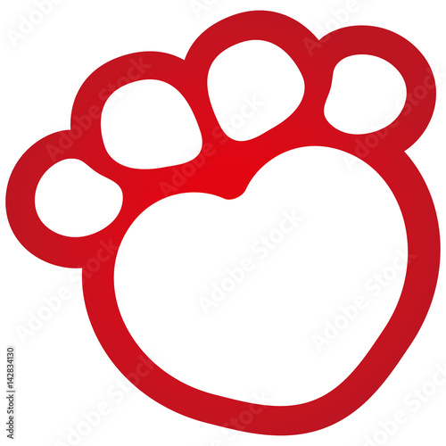 Illustration icons, dog paw symbol dog with heart. Ideal for visual communication, veterinary information and institutional material