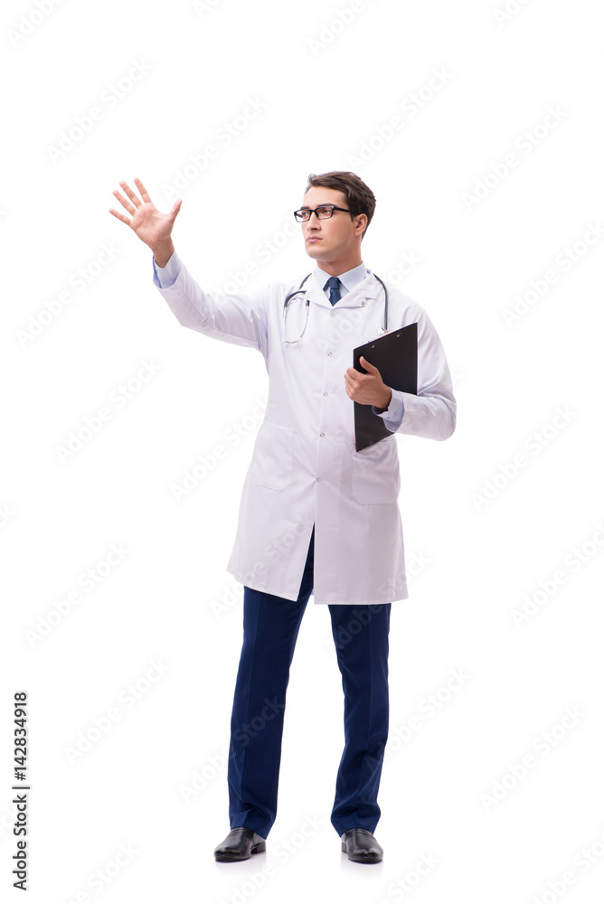 Young doctor isolated on white background