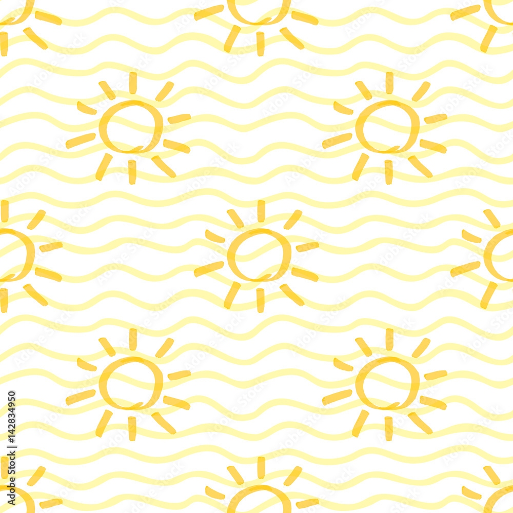 Yellow Marker Sun Seamless Pattern Yellow Marker Sun Seamless Pattern