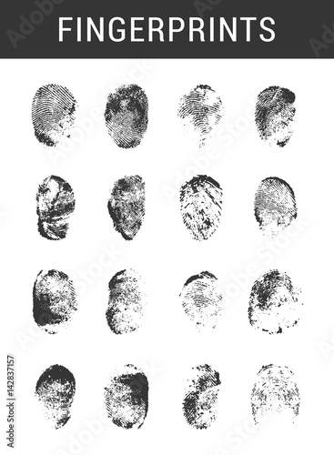 Set of Black Fingerprints on White Background