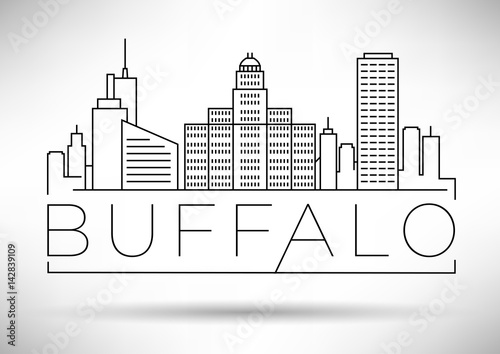 Minimal Buffalo Linear City Skyline with Typographic Design