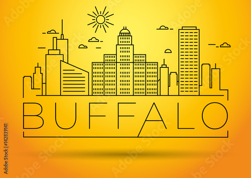 Minimal Buffalo Linear City Skyline with Typographic Design