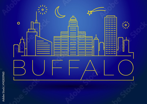 Minimal Buffalo Linear City Skyline with Typographic Design