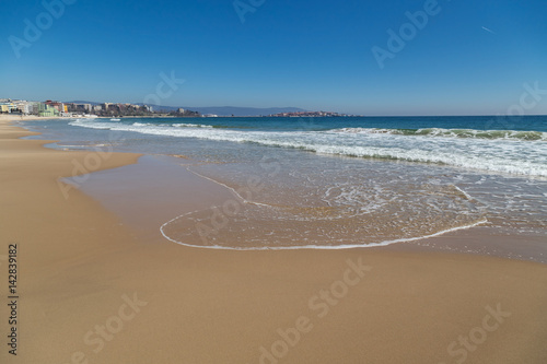 The beach of Nessebar and old town of Nessebar