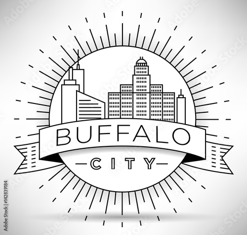 Minimal Buffalo Linear City Skyline with Typographic Design