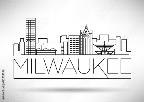 Minimal Milwaukee Linear City Skyline with Typographic Design photo