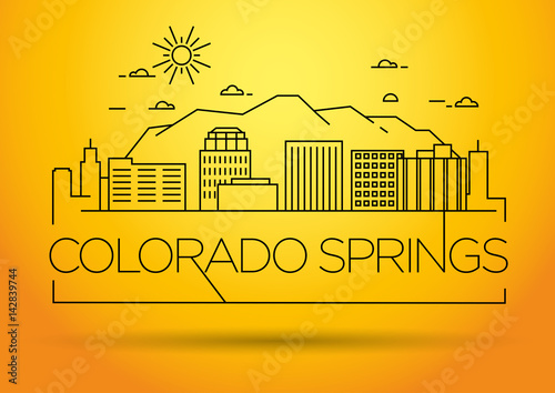 Minimal Colorado Springs Linear City Skyline with Typographic Design
