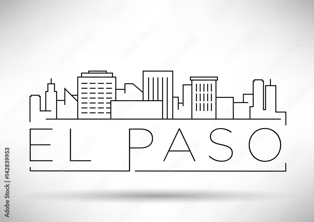 Minimal El Paso Linear City Skyline with Typographic Design