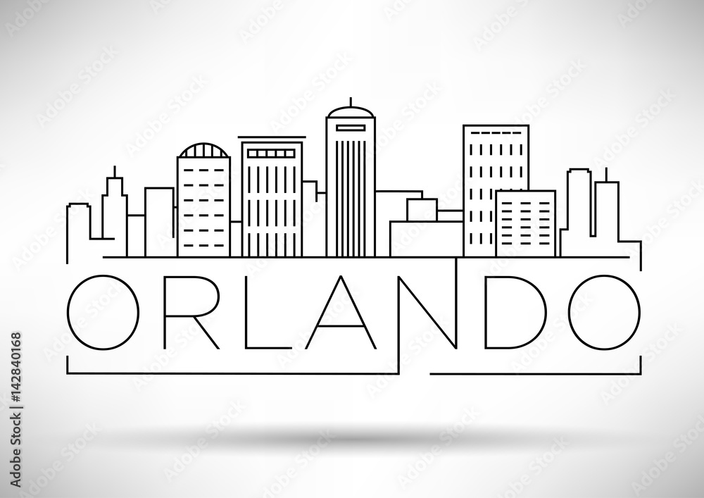Fototapeta Minimal Orlando Linear City Skyline with Typographic Design