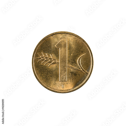 1 swiss rappen coin (2002) obverse isolated on white background