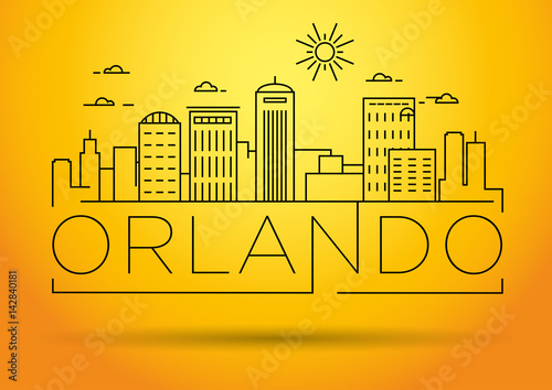 Minimal Orlando Linear City Skyline with Typographic Design