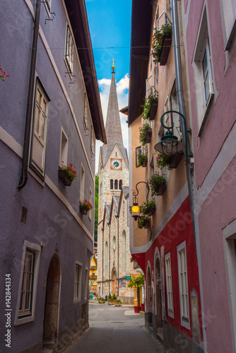 Alleyway. to Church of Hallstatt Austria