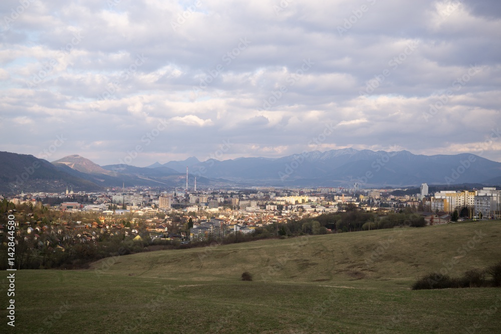 Sunset over the hills and town. Slovakia Sunset over the hills and town. Slovakia