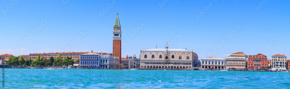 Cityscape Venice, sea view Piazza San Marco with Campanile, Doge Palace in Venice, Italy.