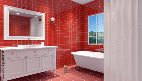 Small  modern bathroom interior. 3D rendering