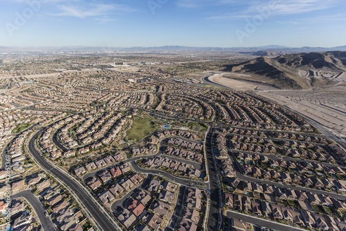 Canvas Print Aerial view of new suburban neighborhoods in Las Vegas, Nevada.