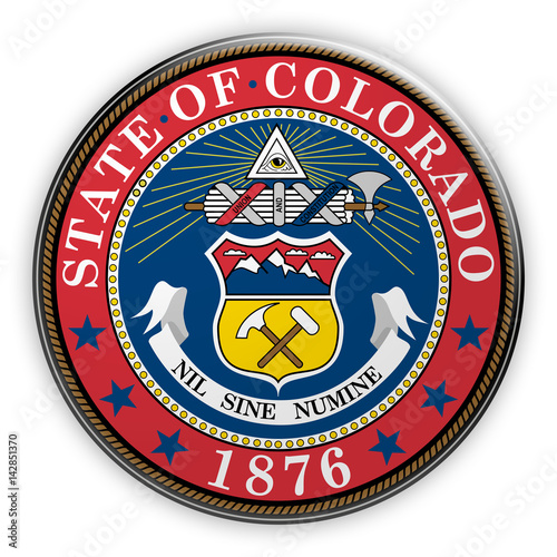 Badge US State Seal Colorado, 3d illustration