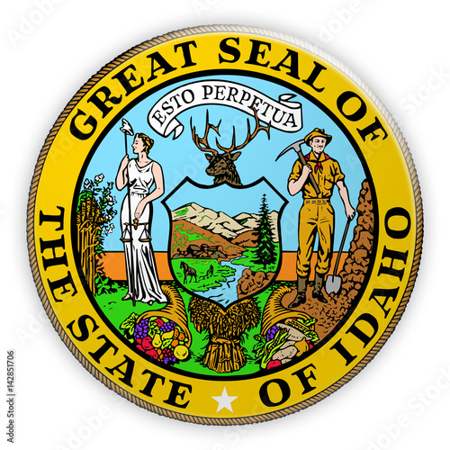Badge US State Seal Idaho, 3d illustration