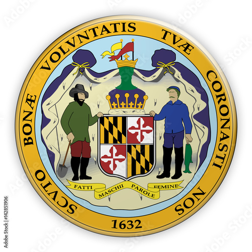 Badge US State Seal Maryland, 3d illustration