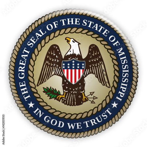 Badge US State Seal Mississippi, 3d illustration