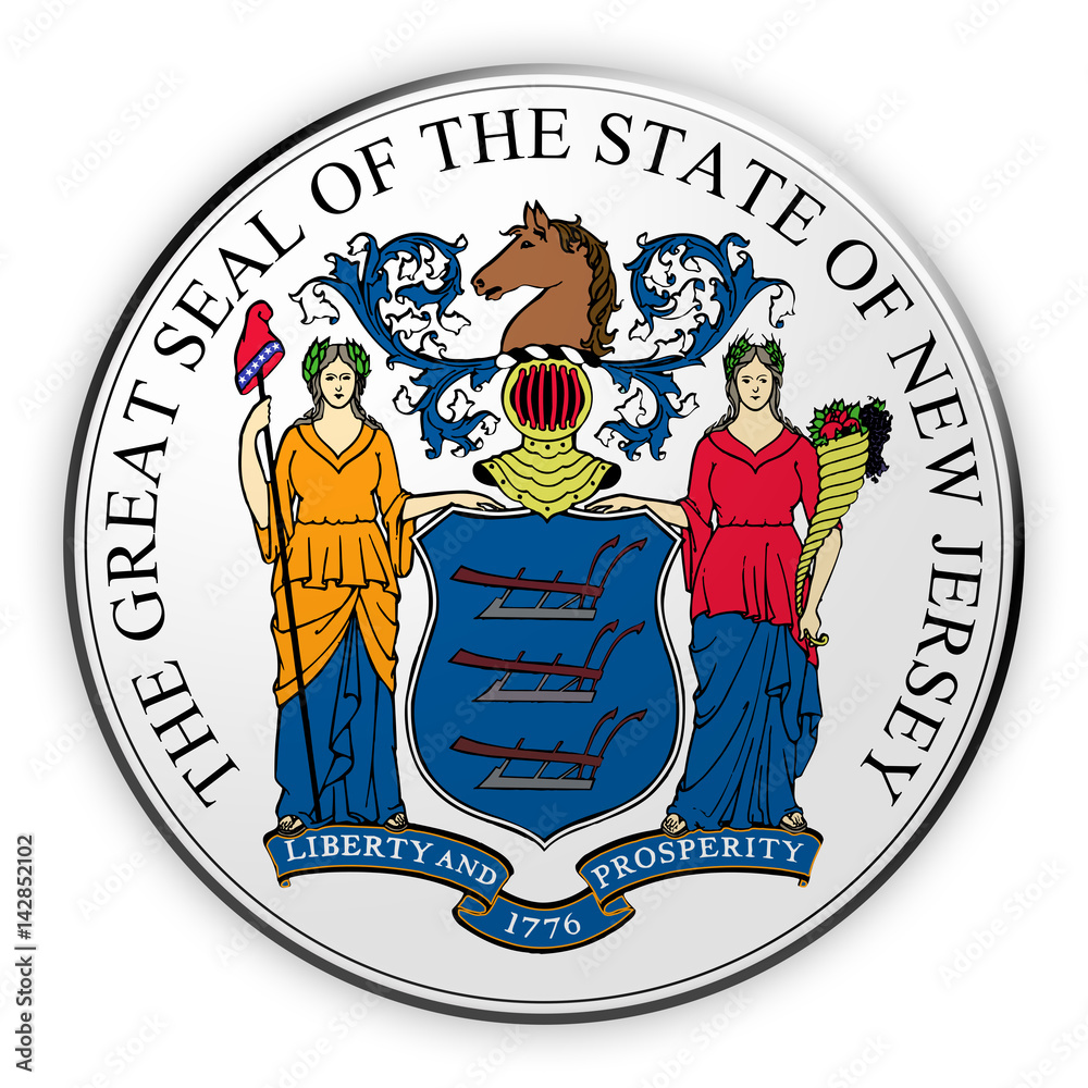 Badge US State Seal New Jersey, 3d illustration Badge US State Seal New Jersey, 3d illustration