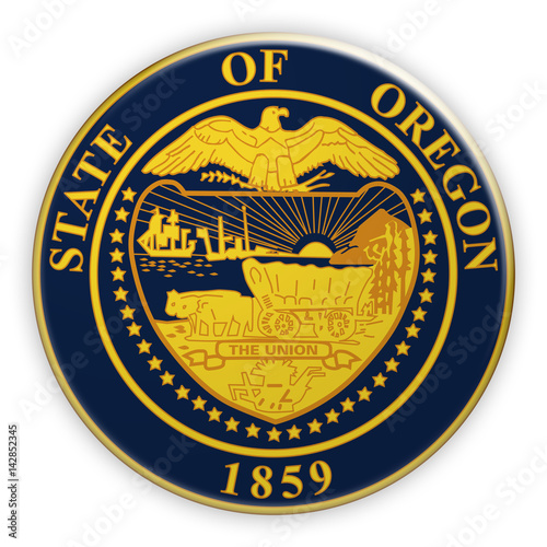 Badge US State Seal Oregon, 3d illustration