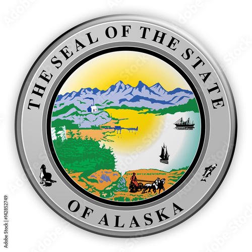 Badge US State Seal Alaska, 3d illustration