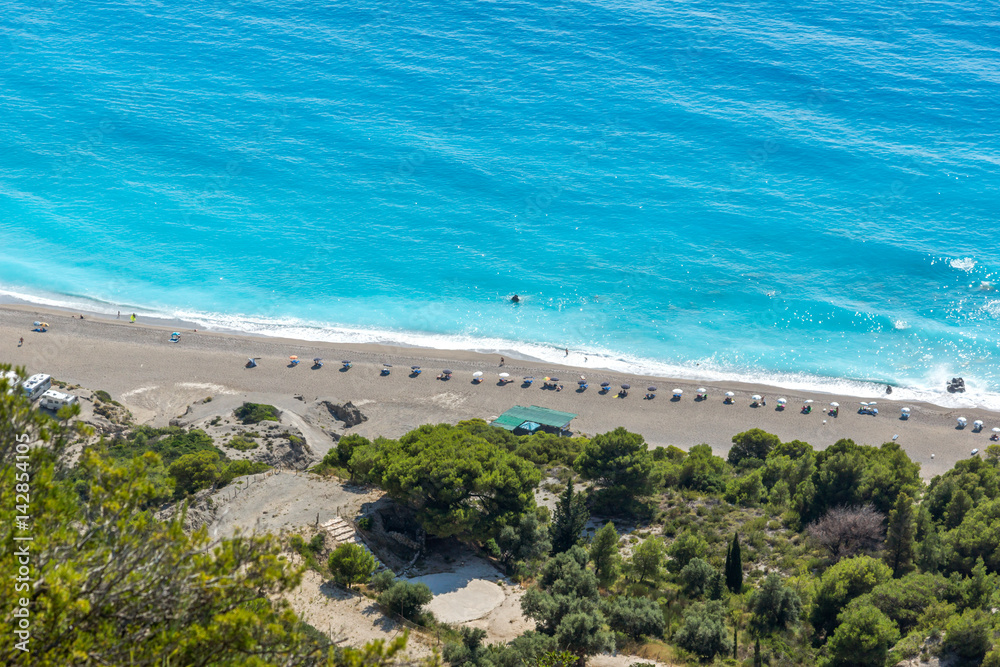Seascape of Blue Waters of Gialos Beach, Lefkada, Ionian Islands, Greece Seascape of Blue Waters of Gialos Beach, Lefkada, Ionian Islands, Greece