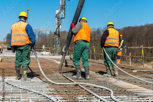 Concrete pouring on the construction site