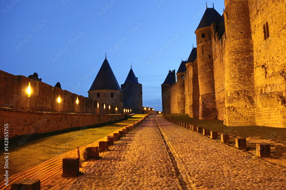 Night walk, Carcassonne castle